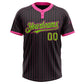 Custom Black Pink Pinstripe Neon Green Two-Button Unisex Softball Jersey Limited