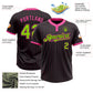 Custom Black Pink Pinstripe Neon Green Two-Button Unisex Softball Jersey Limited