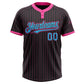 Custom Black Pink Pinstripe Sky Blue Two-Button Unisex Softball Jersey Limited