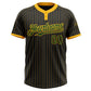 Custom Black Gold Pinstripe Green Two-Button Unisex Softball Jersey Limited