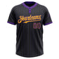 Custom Black Purple Pinstripe Gold Two-Button Unisex Softball Jersey Limited