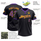 Custom Black Purple Pinstripe Gold Two-Button Unisex Softball Jersey Limited