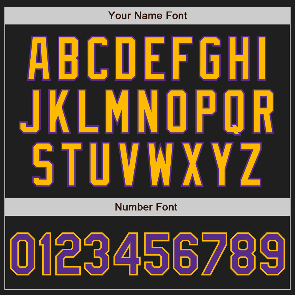 Custom Black Purple Pinstripe Gold Two-Button Unisex Softball Jersey Limited