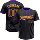 Custom Black Purple Pinstripe Gold Two-Button Unisex Softball Jersey