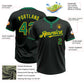 Custom Black Kelly Green Pinstripe Gold Two-Button Unisex Softball Jersey Limited