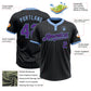 Custom Black Light Blue Pinstripe Purple Two-Button Unisex Softball Jersey Limited