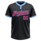 Custom Black Light Blue Pinstripe Pink Two-Button Unisex Softball Jersey Limited
