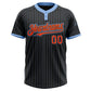 Custom Black Light Blue Pinstripe Orange Two-Button Unisex Softball Jersey Limited
