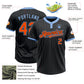 Custom Black Light Blue Pinstripe Orange Two-Button Unisex Softball Jersey Limited