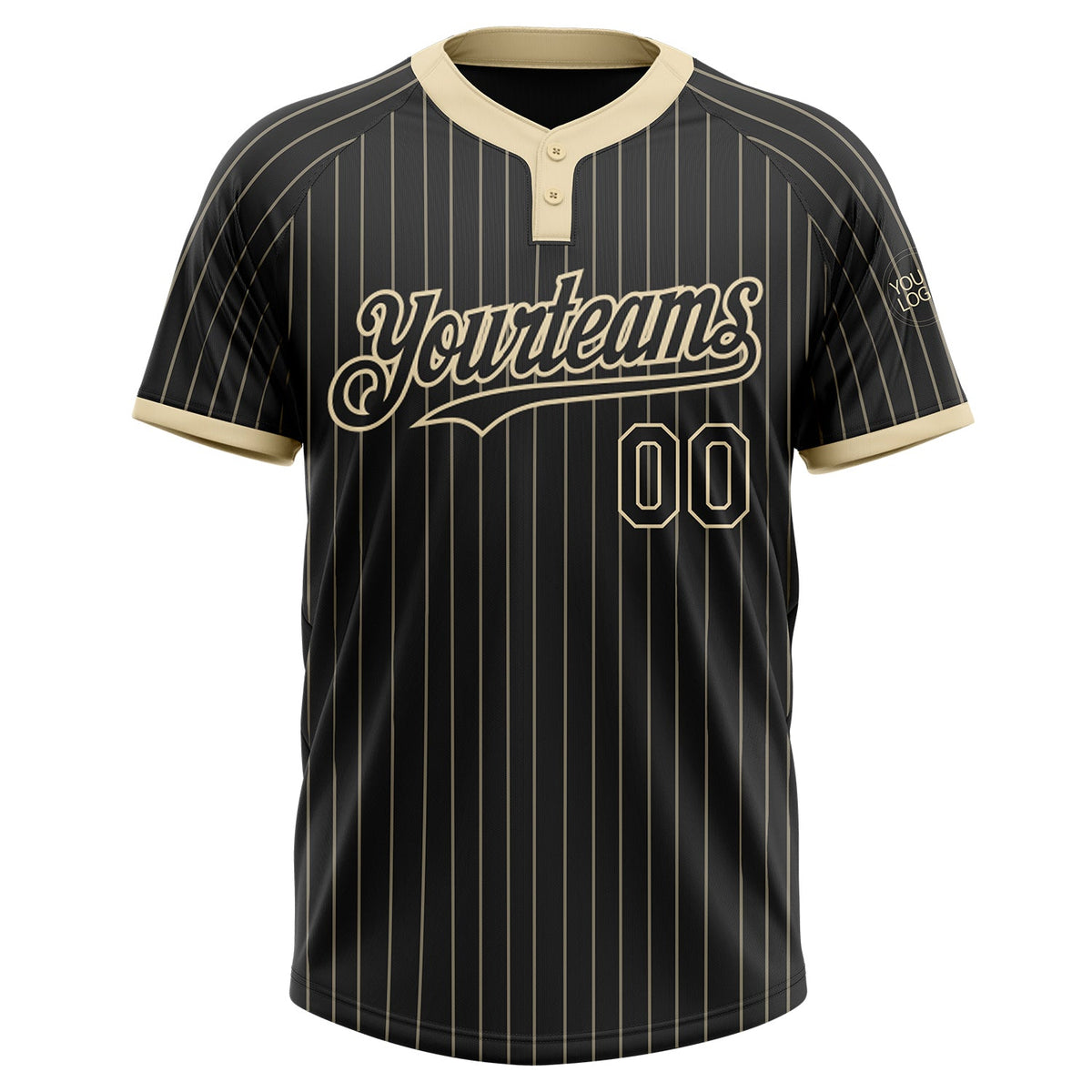Custom Black Cream Pinstripe Cream Two-Button Unisex Softball Jersey Limited