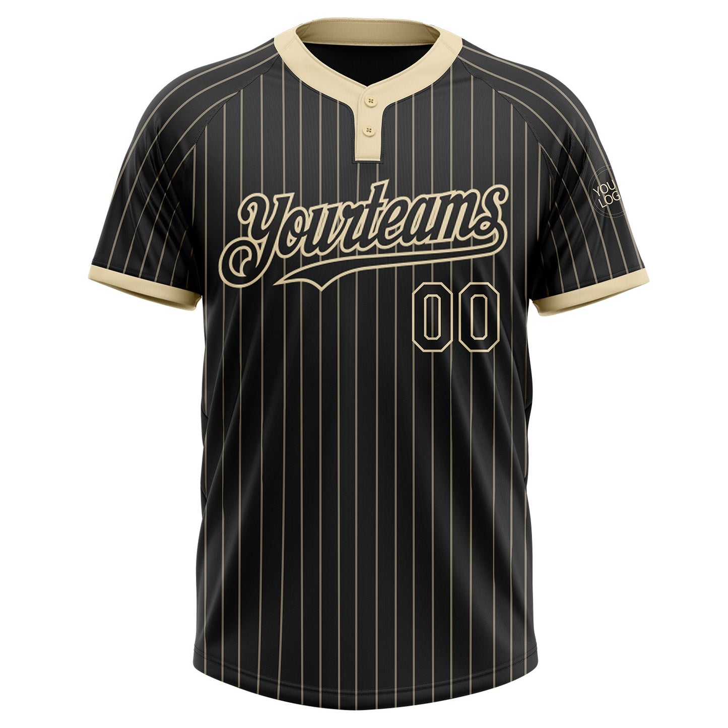 Custom Black Cream Pinstripe Cream Two-Button Unisex Softball Jersey Limited