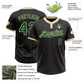 Custom Black Cream Pinstripe Green Two-Button Unisex Softball Jersey Limited