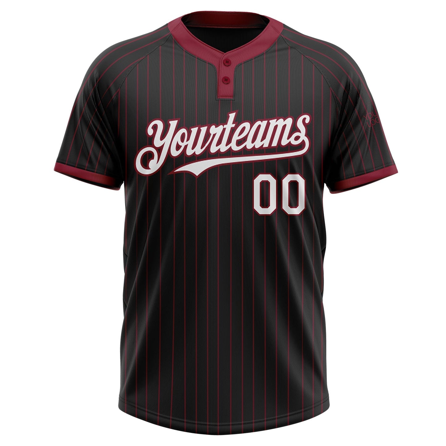 Custom Black Crimson Pinstripe White Two-Button Unisex Softball Jersey Limited