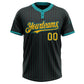 Custom Black Teal Pinstripe Yellow Two-Button Unisex Softball Jersey Limited