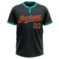 Custom Black Teal Pinstripe Orange Two-Button Unisex Softball Jersey Limited