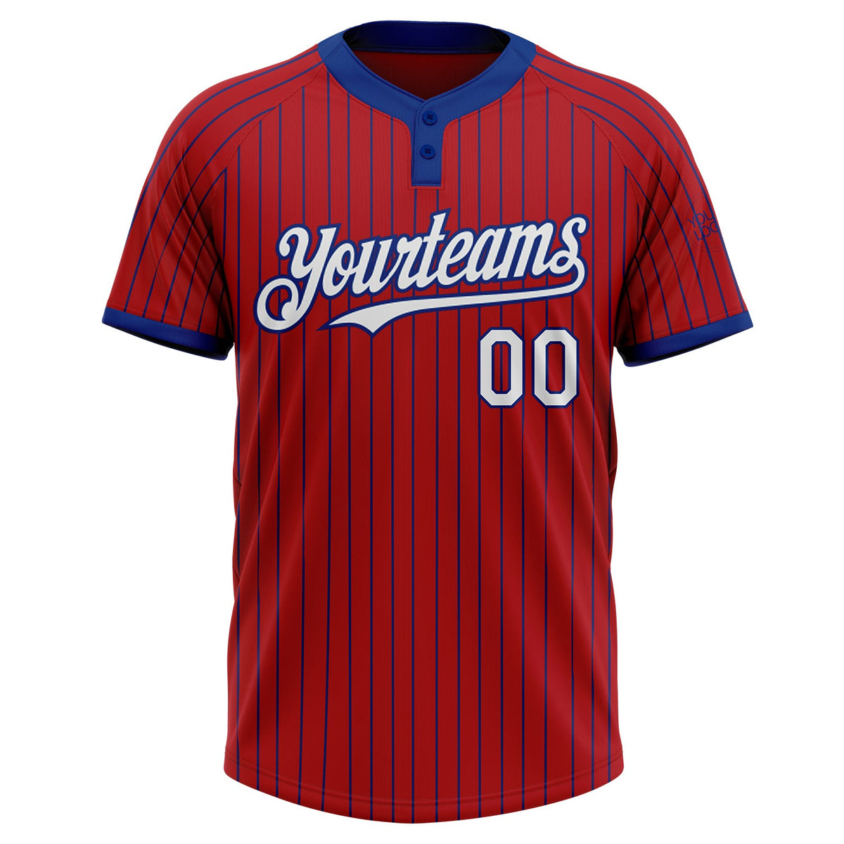 Custom Red Royal Pinstripe White Two-Button Unisex Softball Jersey Limited