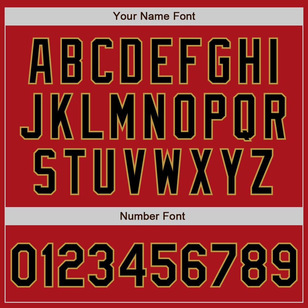 Custom Red Old Gold Pinstripe Black Two-Button Unisex Softball Jersey Limited