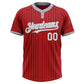 Custom Red Gray Pinstripe White Two-Button Unisex Softball Jersey Limited