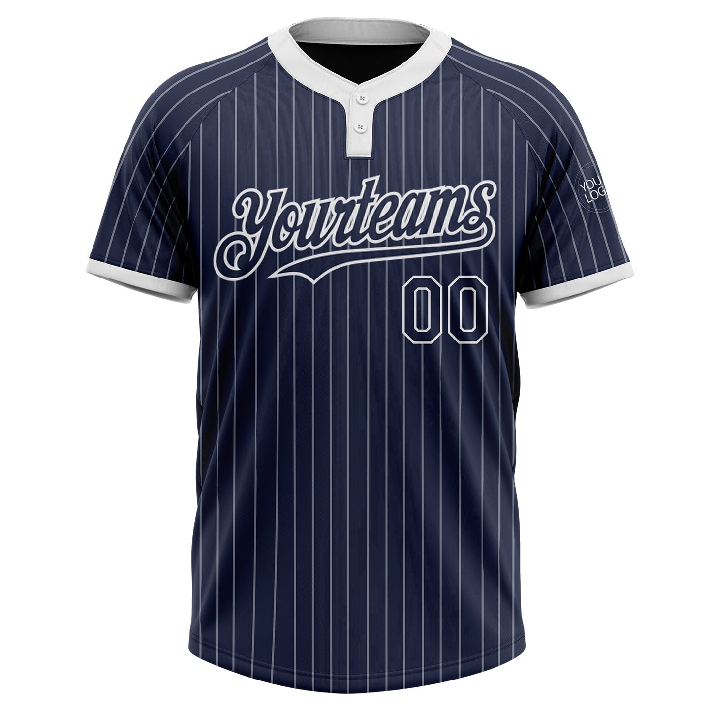 Custom Navy White Pinstripe White Two-Button Unisex Softball Jersey Limited
