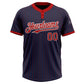Custom Navy Red Pinstripe White Two-Button Unisex Softball Jersey Limited