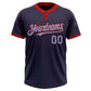 Custom Navy Red Pinstripe Light Blue Two-Button Unisex Softball Jersey Limited