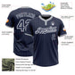 Custom Navy Gray Pinstripe White Two-Button Unisex Softball Jersey Limited