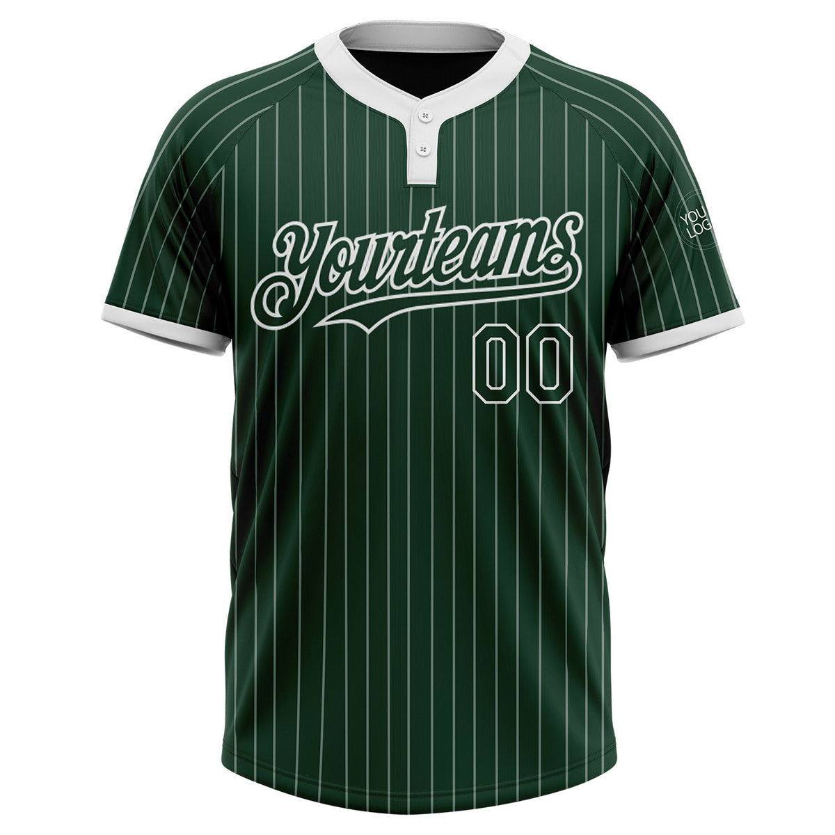 Custom Green White Pinstripe White Two-Button Unisex Softball Jersey Limited