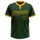 Custom Green Gold Pinstripe Gold Two-Button Unisex Softball Jersey Limited