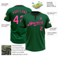 Custom Kelly Green Black Pinstripe Pink Two-Button Unisex Softball Jersey Limited