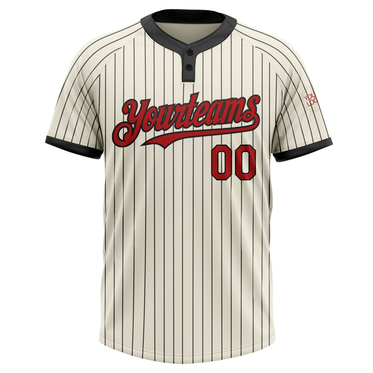 Custom Cream Black Pinstripe Red Two-Button Unisex Softball Jersey Limited