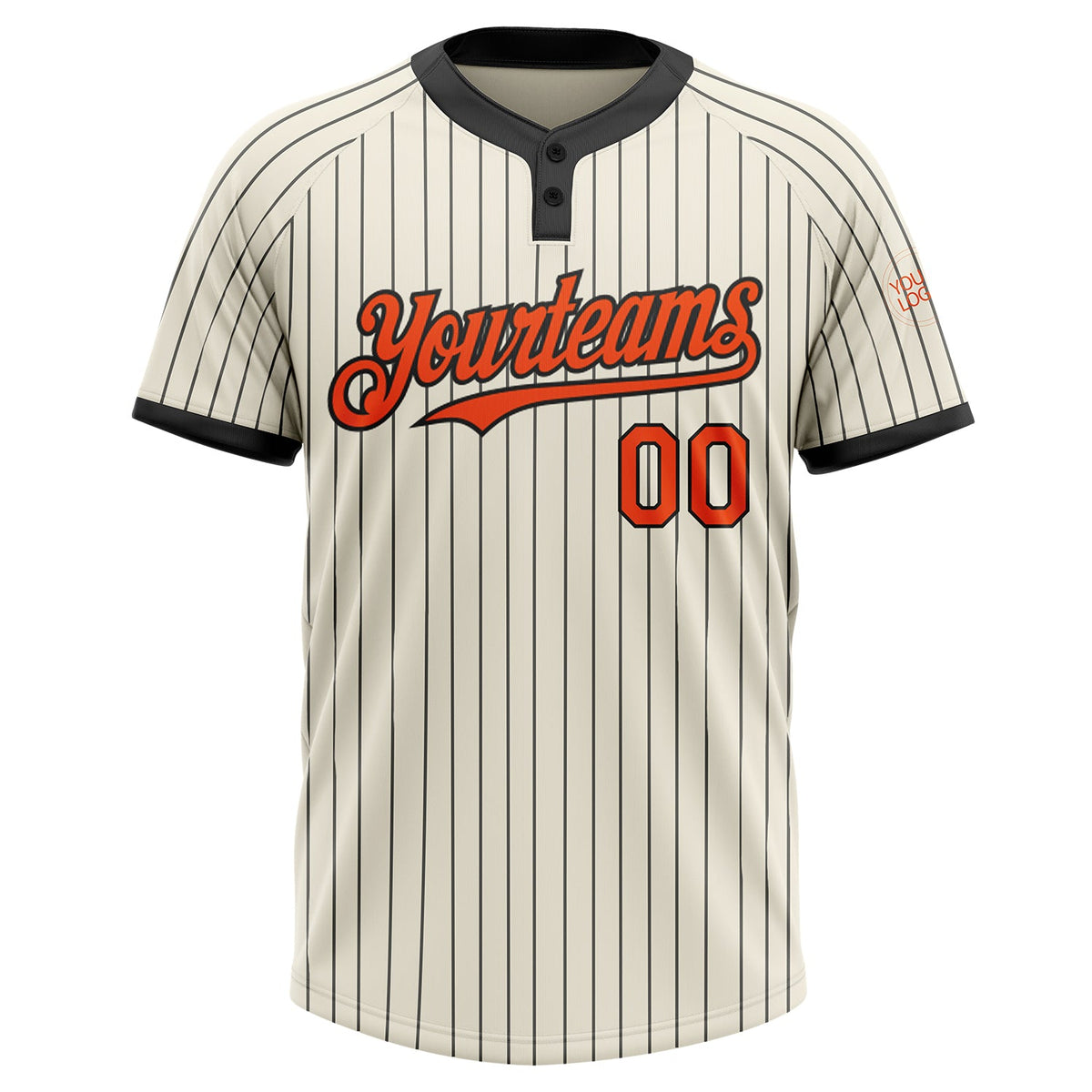 Custom Cream Black Pinstripe Orange Two-Button Unisex Softball Jersey Limited