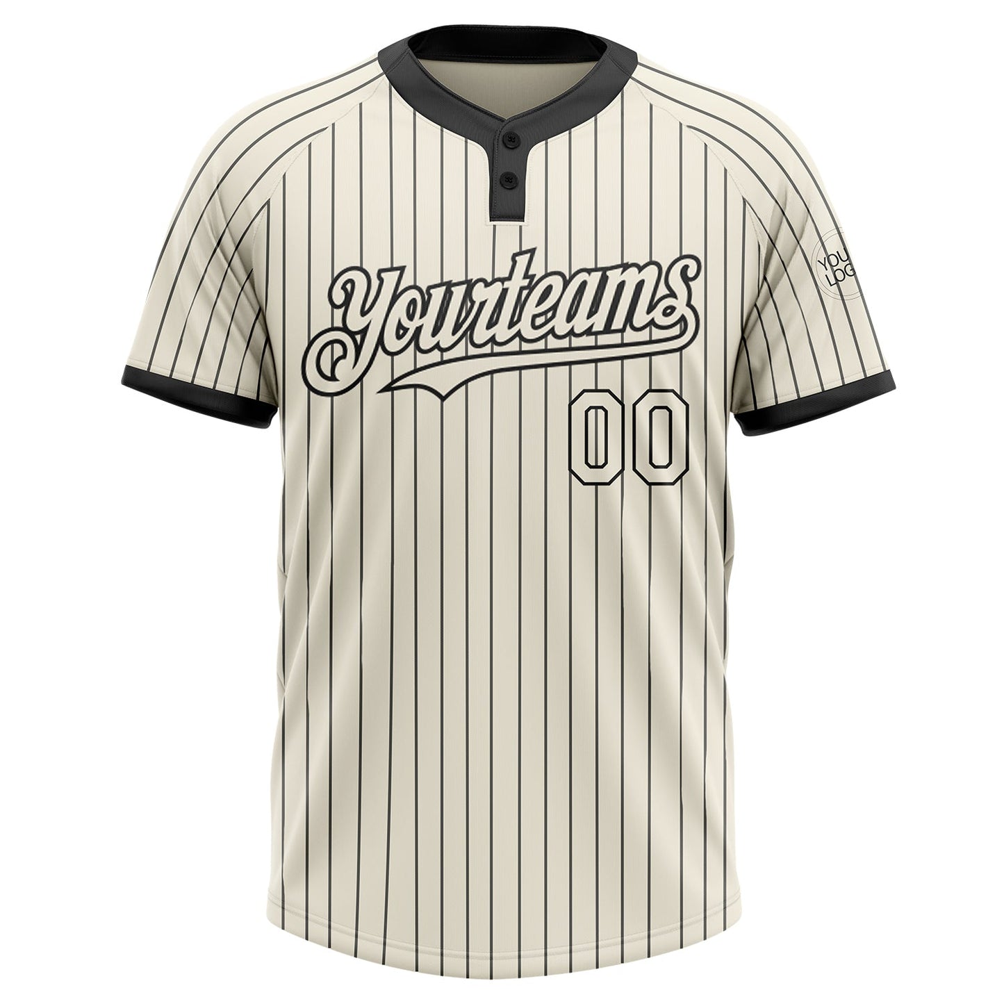 Custom Cream Black Pinstripe Black Two-Button Unisex Softball Jersey Limited