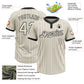 Custom Cream Black Pinstripe Black Two-Button Unisex Softball Jersey Limited