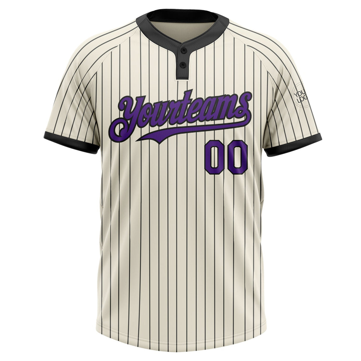Custom Cream Black Pinstripe Purple Two-Button Unisex Softball Jersey Limited