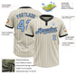 Custom Cream Black Pinstripe Light Blue Two-Button Unisex Softball Jersey Limited