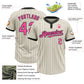 Custom Cream Black Pinstripe Pink Two-Button Unisex Softball Jersey Limited