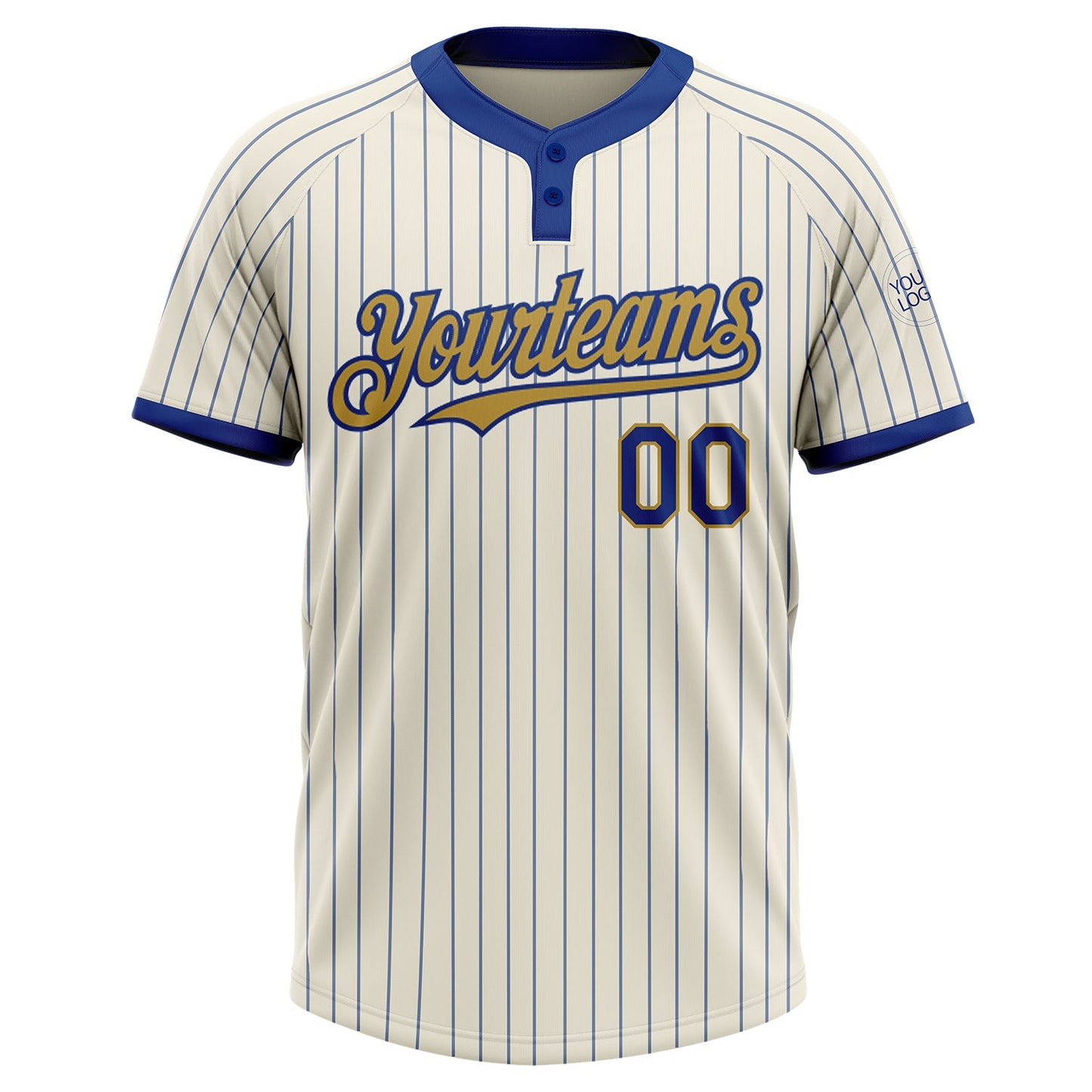 Custom Cream Royal Pinstripe Old Gold Two-Button Unisex Softball Jersey Limited