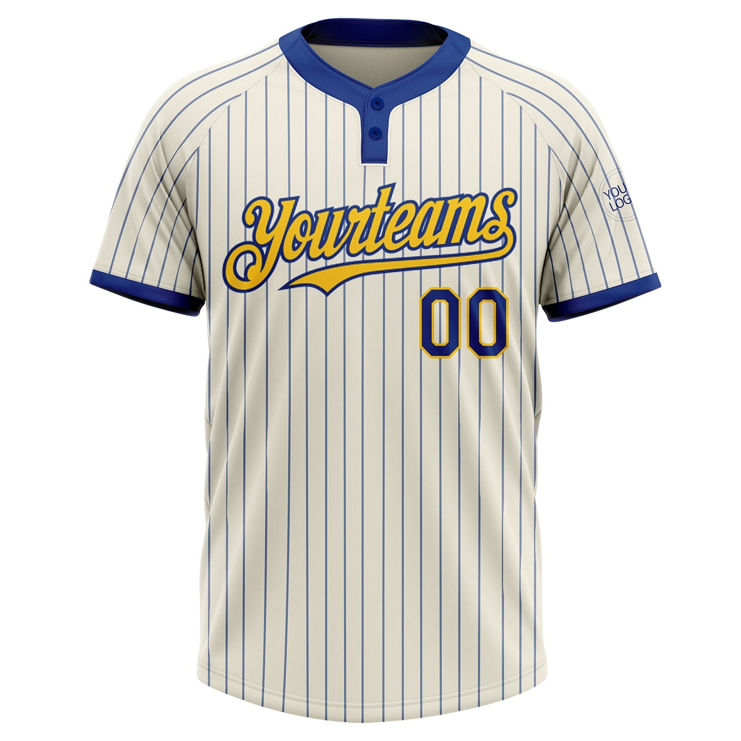 Custom Cream Royal Pinstripe Yellow Two-Button Unisex Softball Jersey Limited