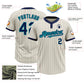 Custom Cream Navy Pinstripe Teal Two-Button Unisex Softball Jersey Limited