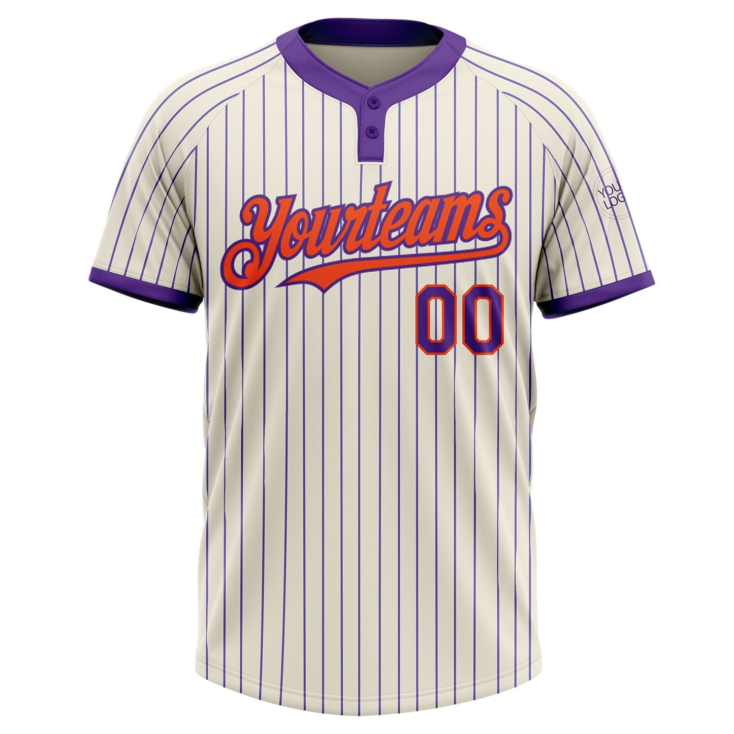 Custom Cream Purple Pinstripe Orange Two-Button Unisex Softball Jersey Limited