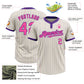 Custom Cream Purple Pinstripe Pink Two-Button Unisex Softball Jersey Limited