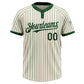 Custom Cream Green Pinstripe Green Two-Button Unisex Softball Jersey Limited