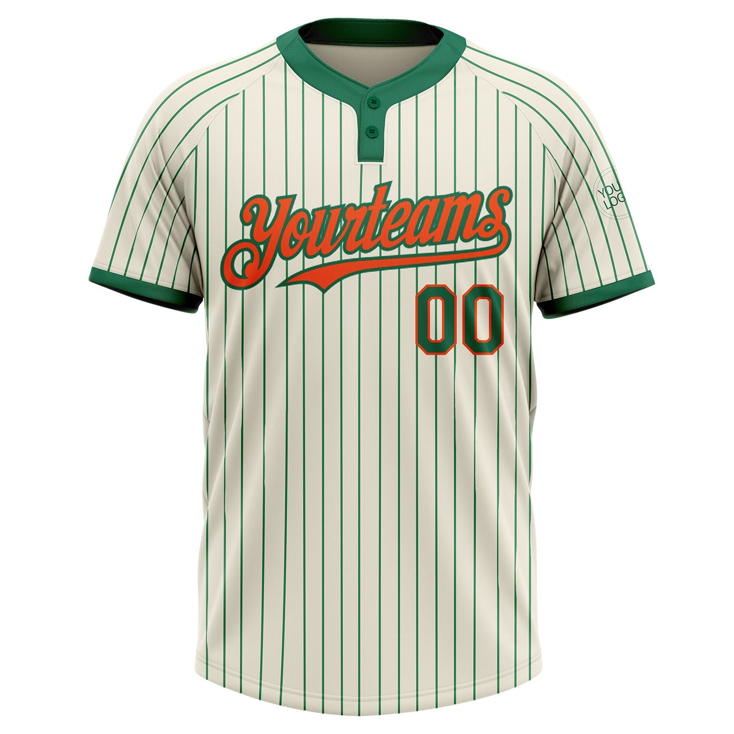 Custom Cream Kelly Green Pinstripe Orange Two-Button Unisex Softball Jersey Limited