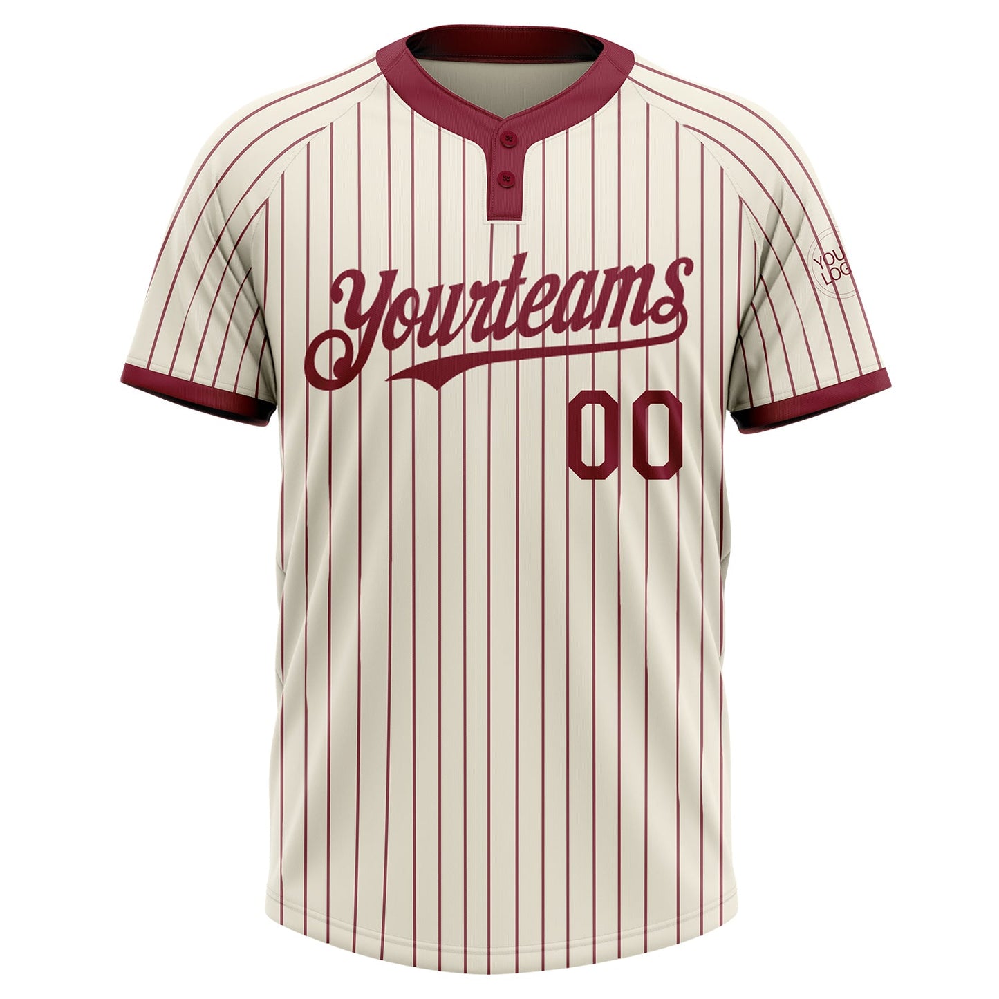 Custom Cream Crimson Pinstripe Crimson Two-Button Unisex Softball Jersey Limited