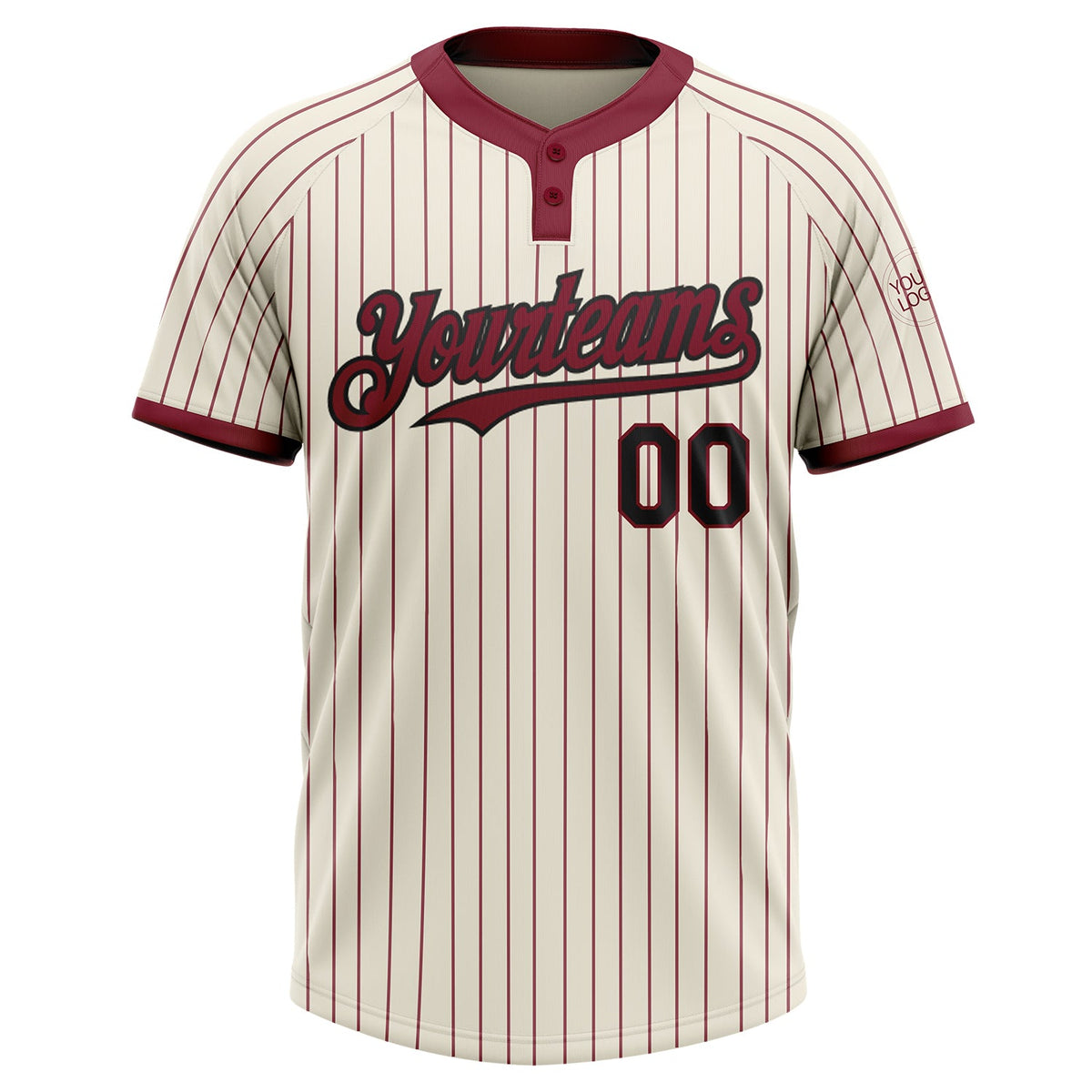 Custom Cream Crimson Pinstripe Black Two-Button Unisex Softball Jersey Limited