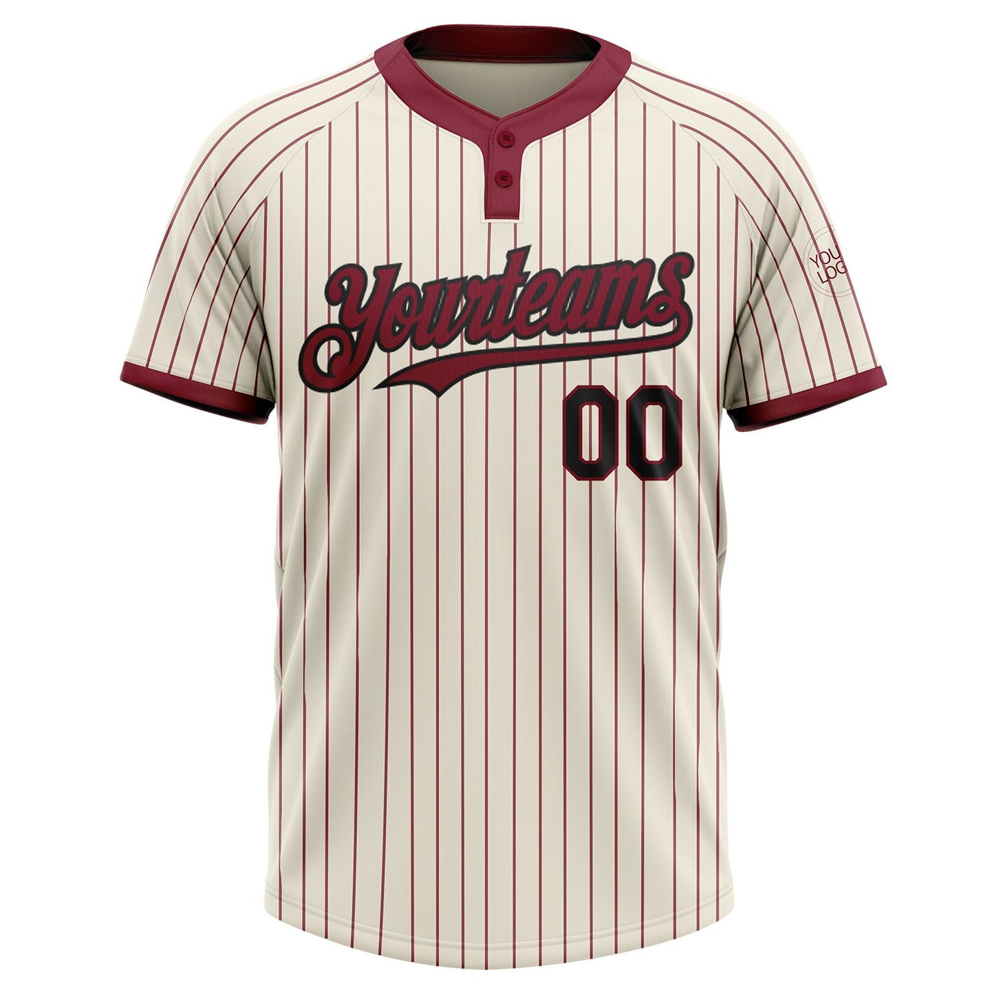 Custom Cream Crimson Pinstripe Black Two-Button Unisex Softball Jersey Limited