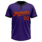 Custom Purple Black Pinstripe Orange Two-Button Unisex Softball Jersey Limited