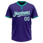 Custom Purple Teal Pinstripe White Two-Button Unisex Softball Jersey Limited