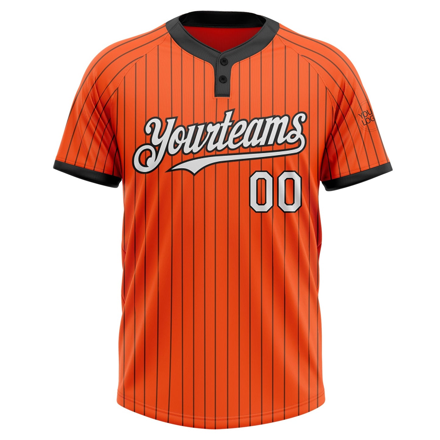 Custom Orange Black Pinstripe White Two-Button Unisex Softball Jersey Limited