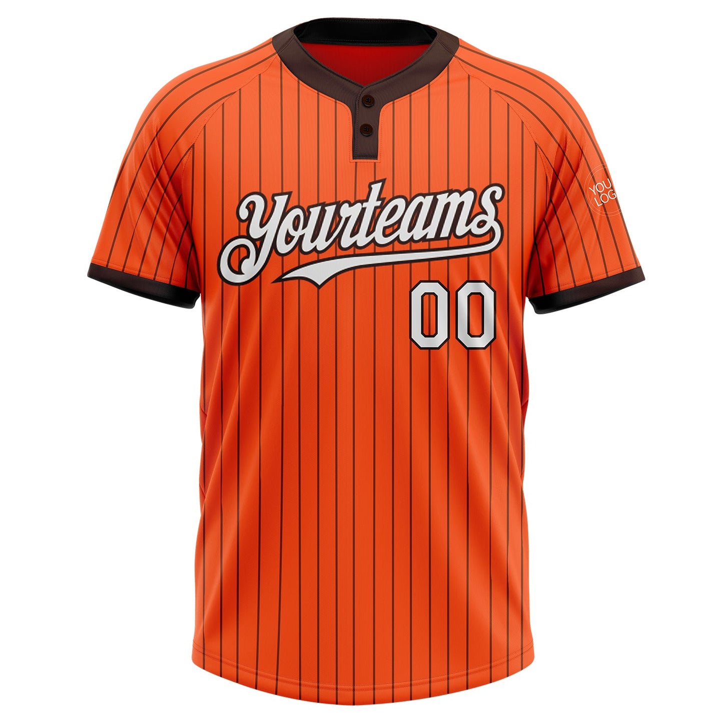 Custom Orange Brown Pinstripe White Two-Button Unisex Softball Jersey Limited